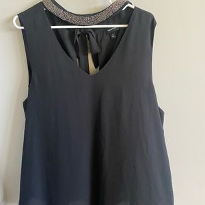 Flowy Black Sleeveless Blouse With Beaded Neckband